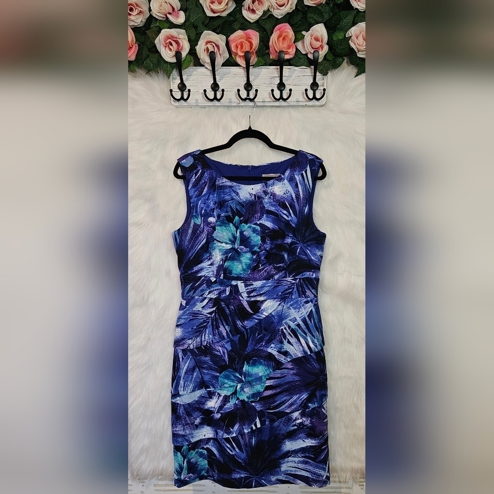 Laura Classic Sheath Layered Floral Midi Dress